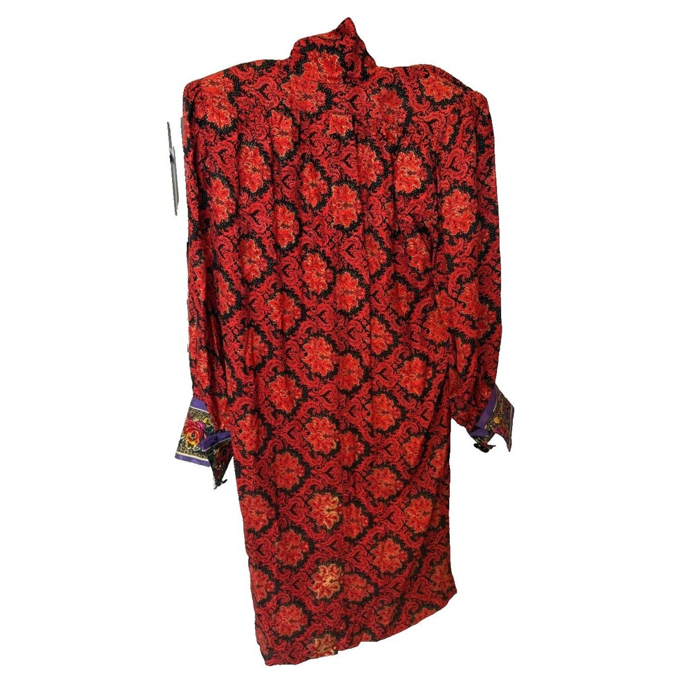 80/90s Saks Fifth Avenue 10 SILK Vintage Richie Freeman for Teri Jon Smock Dress - Picture 4 of 9